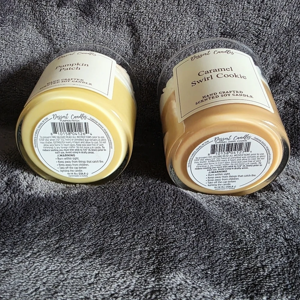 NWT harvest Thanksgiving Dessert Candles Pumpkin patch & Caramel Swirl Cookie